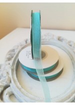 Панделка органза за декорация на ролка ширина 1 см цвят светъл тюркоаз (тифани)